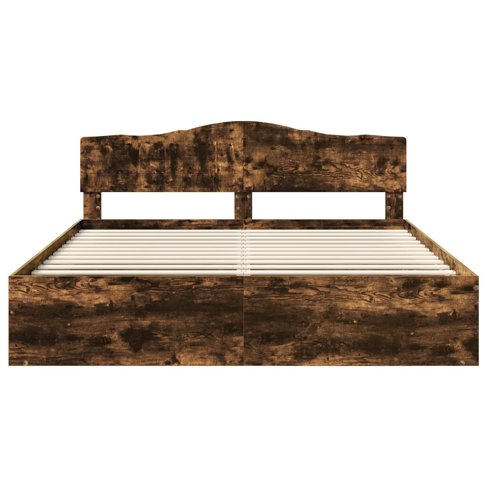Cadre de lit en bois de pin massif, chêne fumé, pour la chambre, 180 × 200 cm - 7