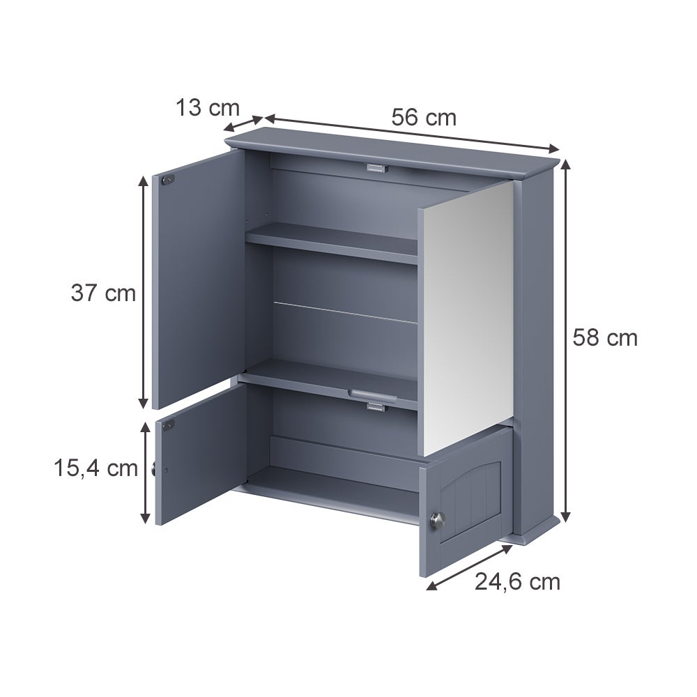 Vicco Szafka z lustrem w łazience Bianco, Szary, 56 x 58 cm - 2