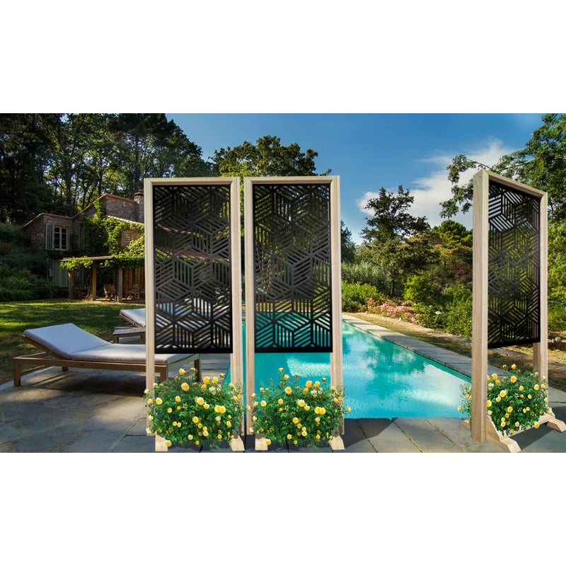 CUBIC - Separè - Wolnostojący modułowy parawan - 70x190 cm - Wykonany z drewna i PVC, kolor wnętrza czarny