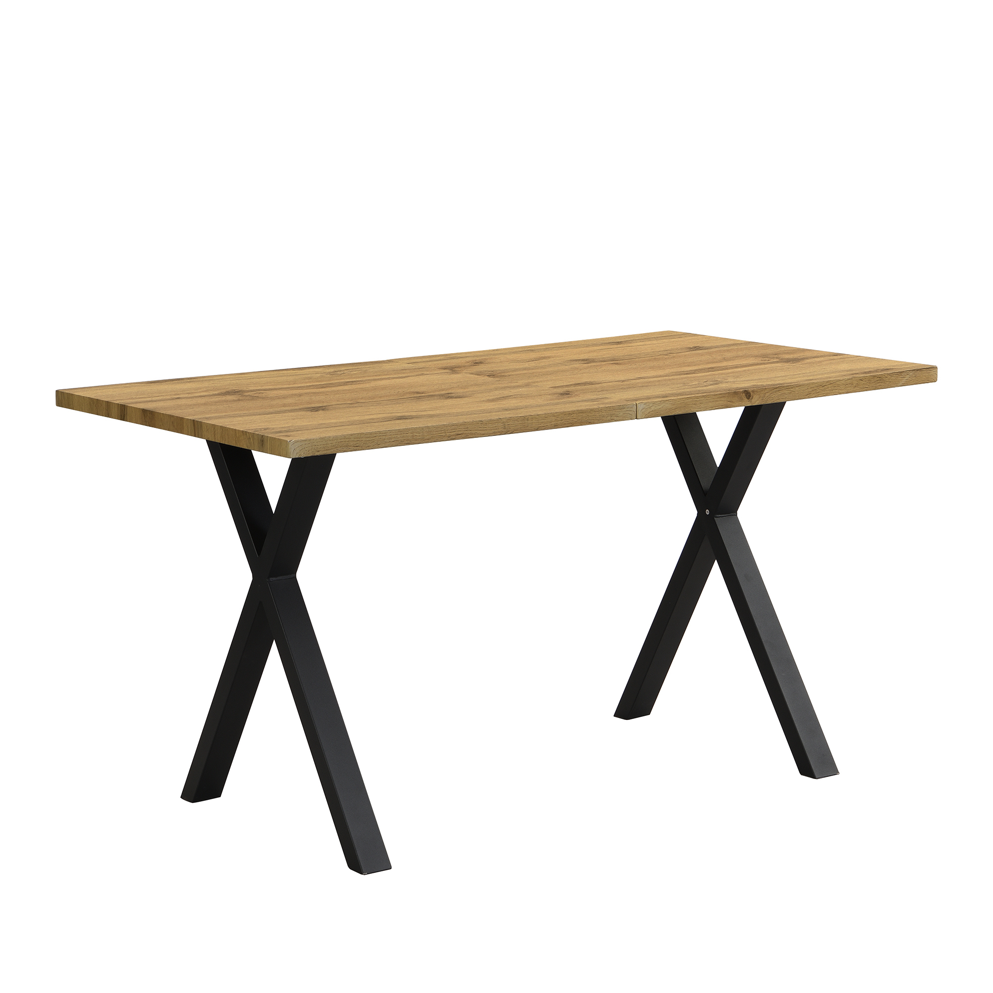 Tavolo da pranzo per 6 coperti, legno MDF + metallo, nero e rovere, 140 x 80 x 76 cm - 7
