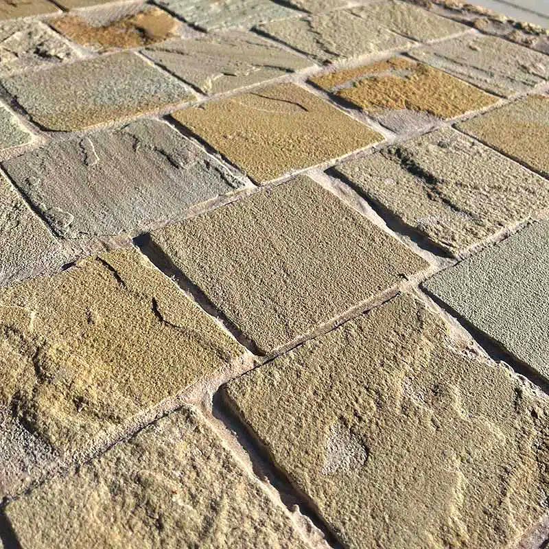 Pavés Grès Kandla Beige - clivé - PIERRE ET PARQUET - 14 x 20 x ép. +/- 2 cm - 2