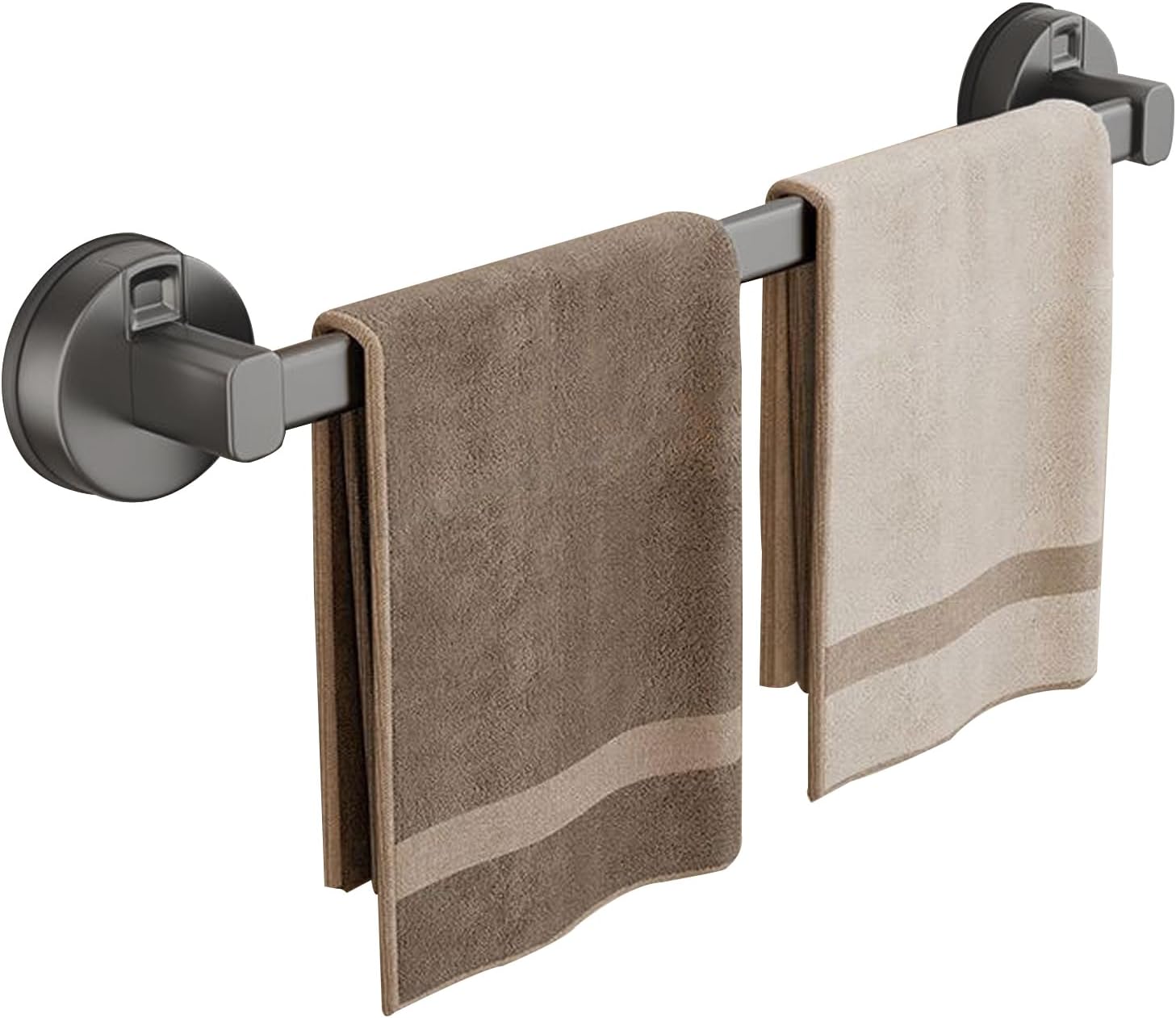 Wieszak na ręczniki ścienny z przyssawką do łazienki, odpowiedni do łazienki i kuchni, szary, 40 cm