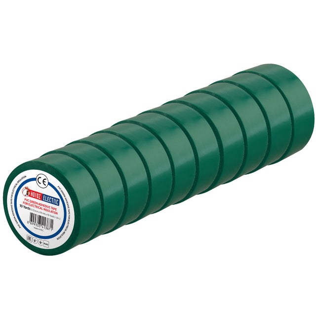 Ruban isolant électro-isolant PVC 19 mm x 9 m vert HOROZ 10 pièces.