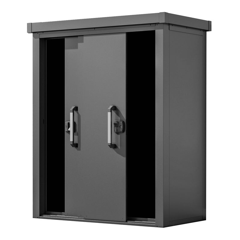 GFP Metalowa szafa ogrodowa 150x78x191 cm Przesuwan drzwi antracyt