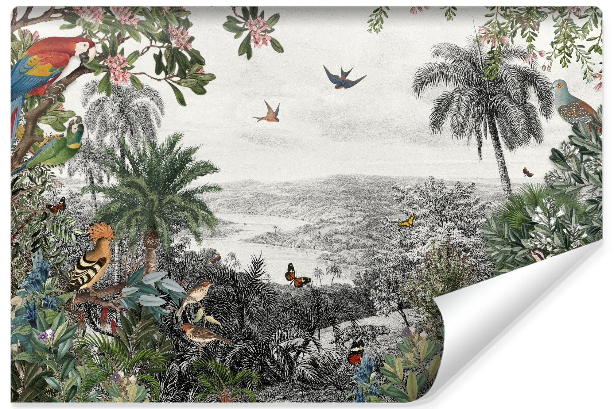 360cm x 240cm 3d paisaje pájaros para salón no tejido foto papel pintado plantas