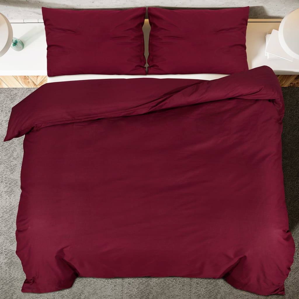 Conjunto de capa de edredão 200x200 cm microfibra leve bordô vidaXL - 5