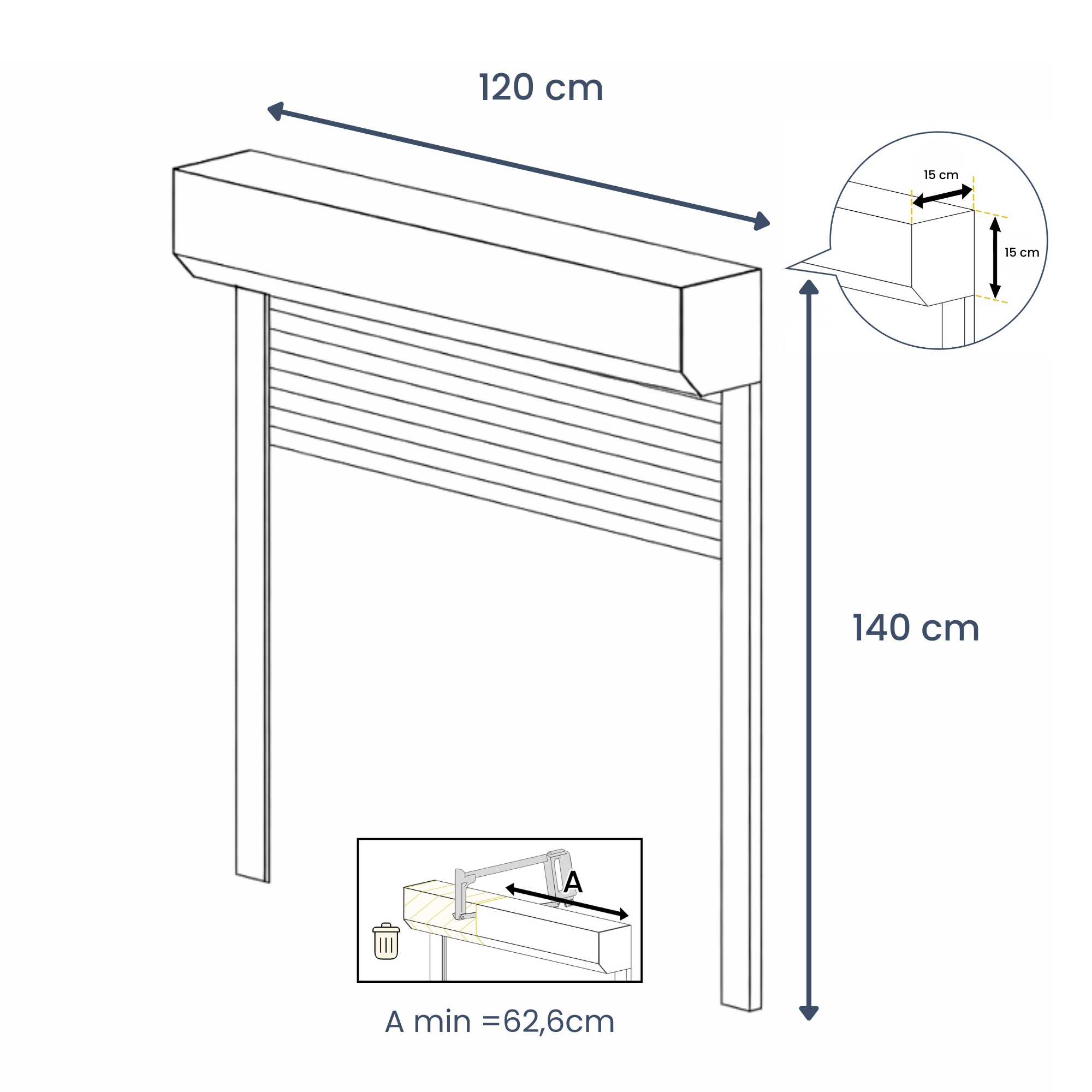 Volet roulant électrique alu. isolé motorisé filaire - Recoupable - H.140 x l.120 cm - Blanc - 4