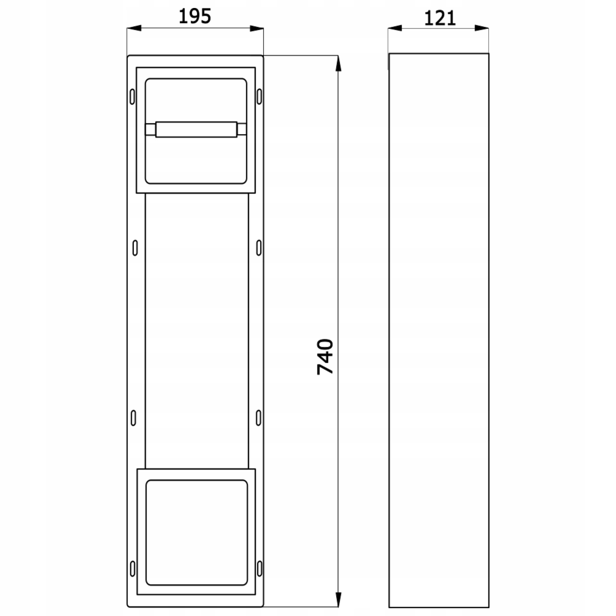 Uchwyt wnękowy na papier Estiva ARE Black 74x19x12 cm czarny schowek 2w1 - 4