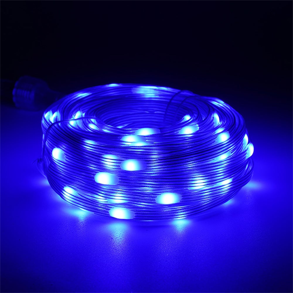 Girlanda świetlna LED 20 m 220 V, światło niebieskie, wodoodporna IP65, odpowiednia do użytku wewnątrz i na zewnątrz, migająca/stała, wtyczka UE