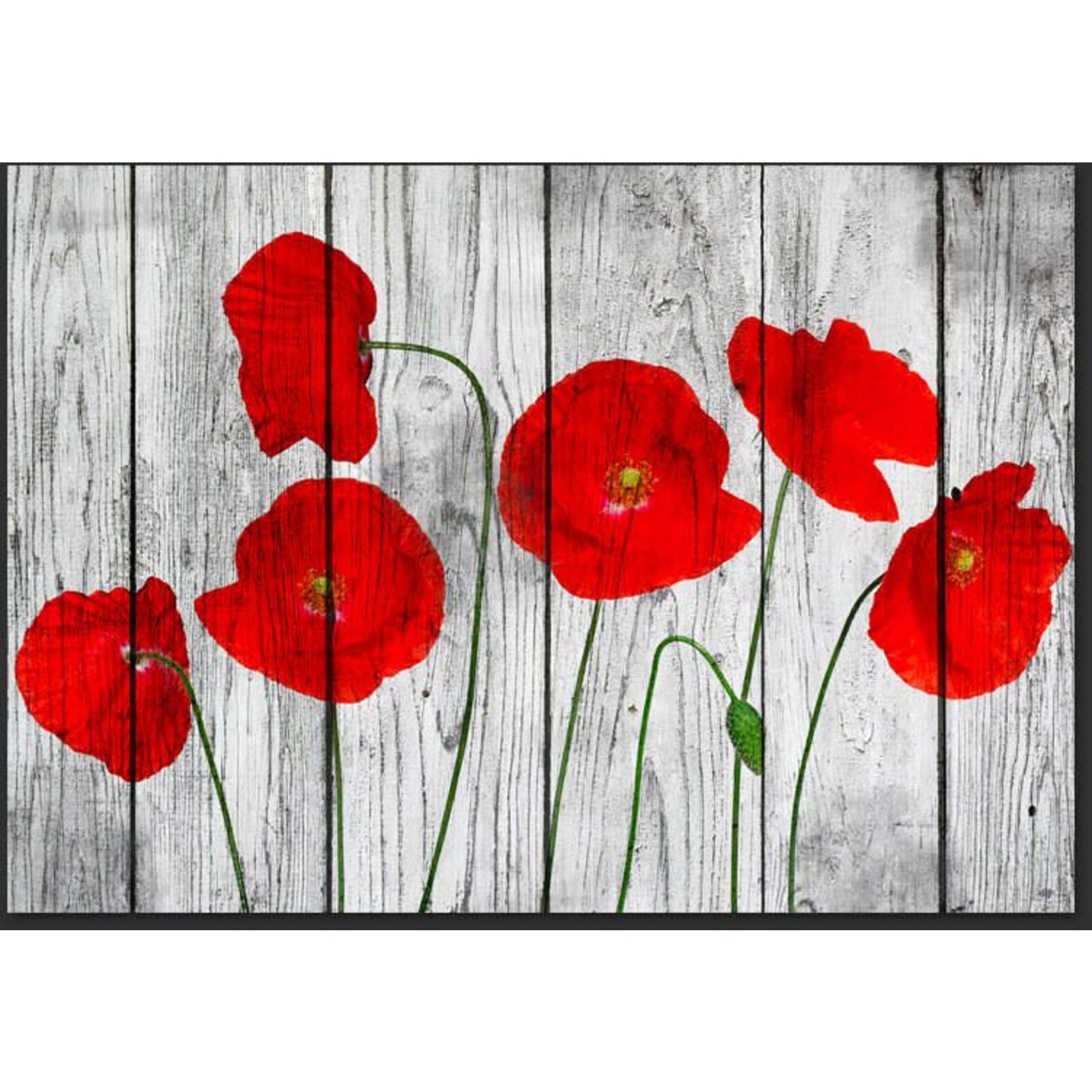 Papier peint conte de coquelicots rouges - 350 x 245 cm - 2