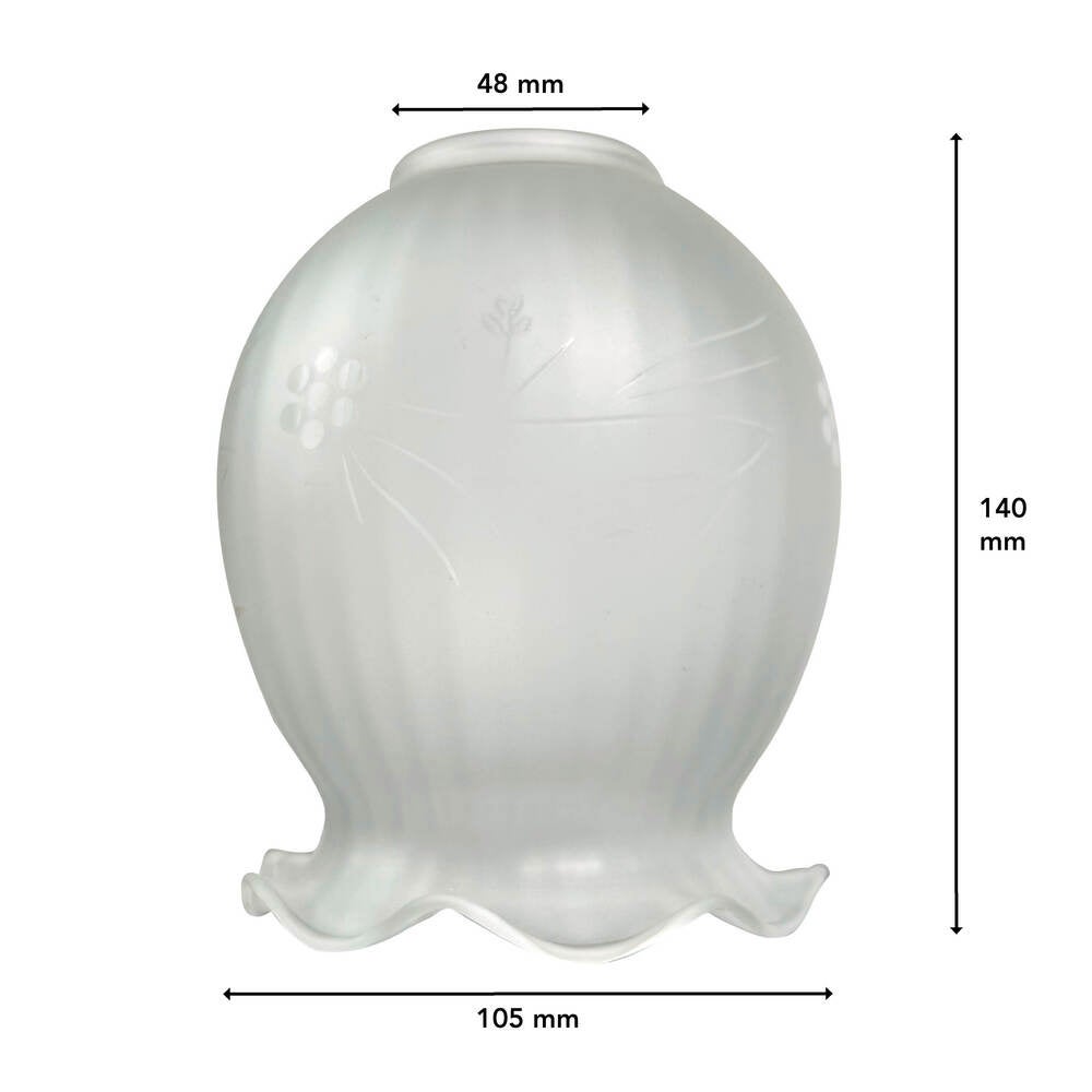 Abat jour verre satiné gravé ambré, forme Tulipe, diam. 140 mm - Tibelec - 6