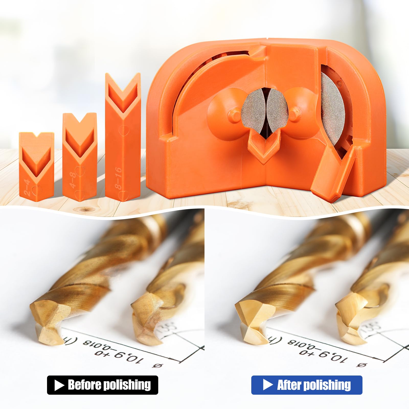 Affûteur de forets, affûteur de forets adapté à tous les forets de 2 à 16 mm, affûteur de forets polyvalent, outil de meulage pour perceuse électrique - 6