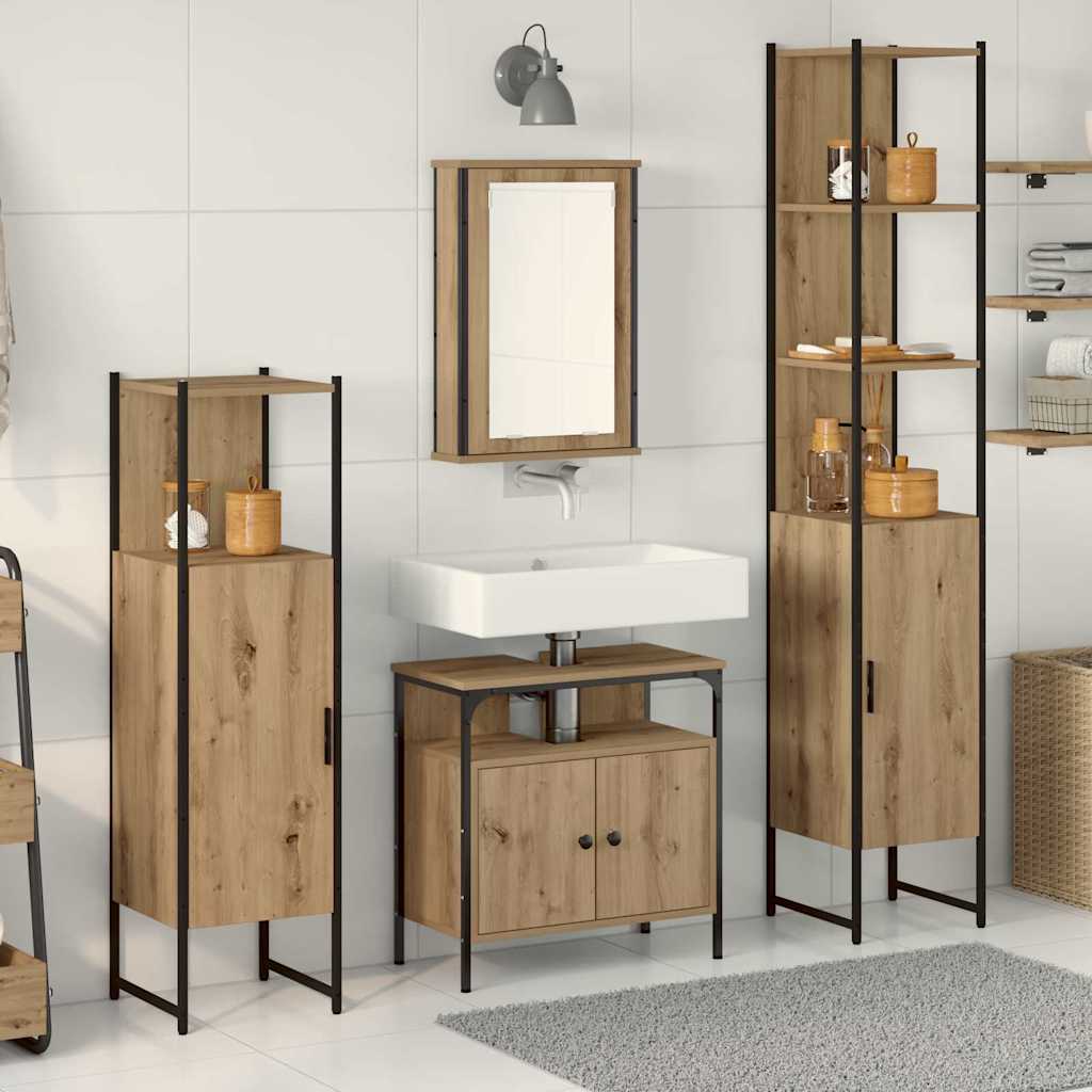 Maison exclusive - juego de muebles de baño con estante 4 pcs roble artisan