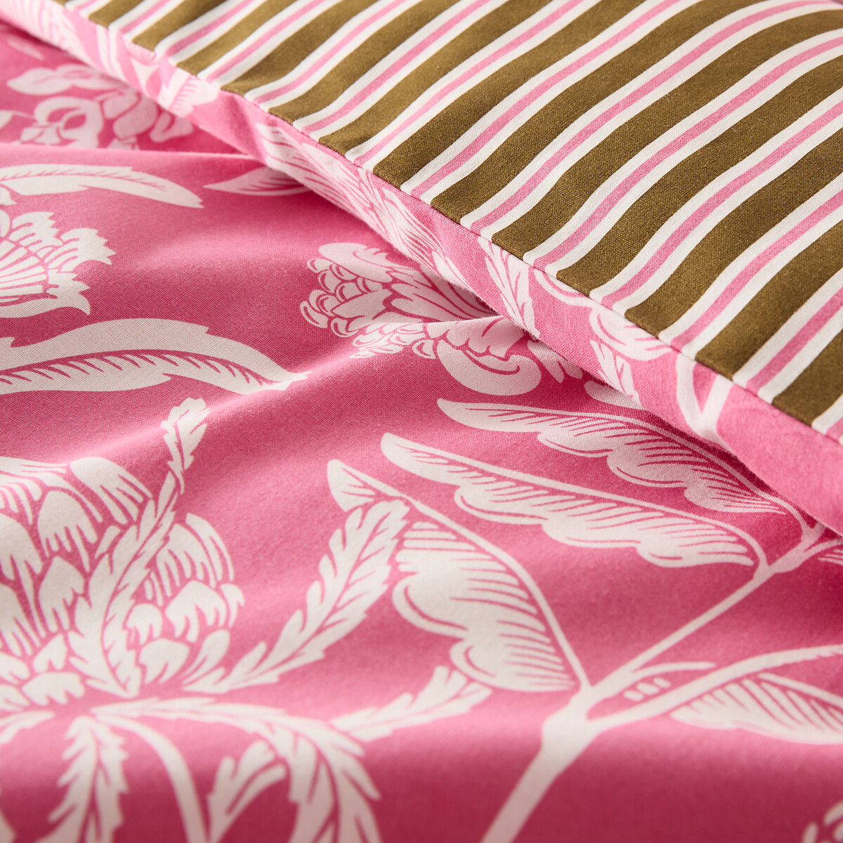 Housse de couette en coton, Linda - Imprimé fond rose - 240 x 220 cm - 5