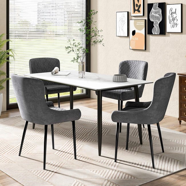 Set di sedie da pranzo, sedia scandinava in velluto con gambe in