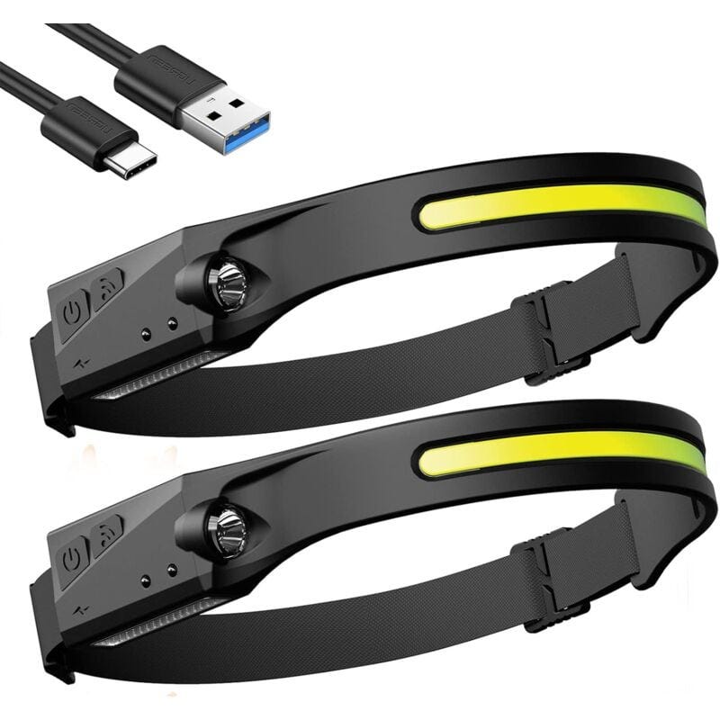 Lampe Frontale LED (2 Pack) Rechargeable Ultra Puissante, USB Lampe Frontale LED (2 Pack) Rechargeable Ultra Puissante, USB
