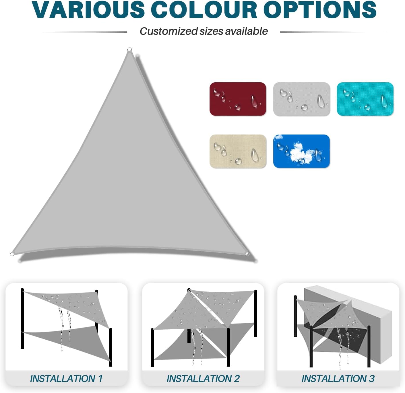 Voile d'ombrage triangulaire 5 x 5 x 5 m - résistant à l'eau et au vent - avec protection UV pour jardin, terrasse, extérieur, camping - Bordeaux - 5
