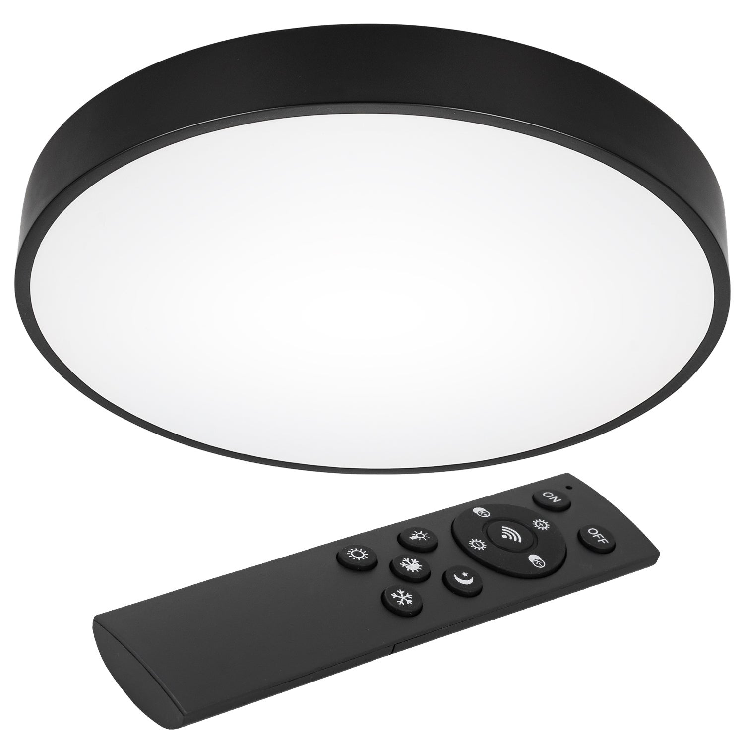 Plafon sufitowy z pilotem - Lampa LED czarna - 3 barwy światła 3000-6000 K - Panel ściemniany 40cm do pokoju - LEDHOFF