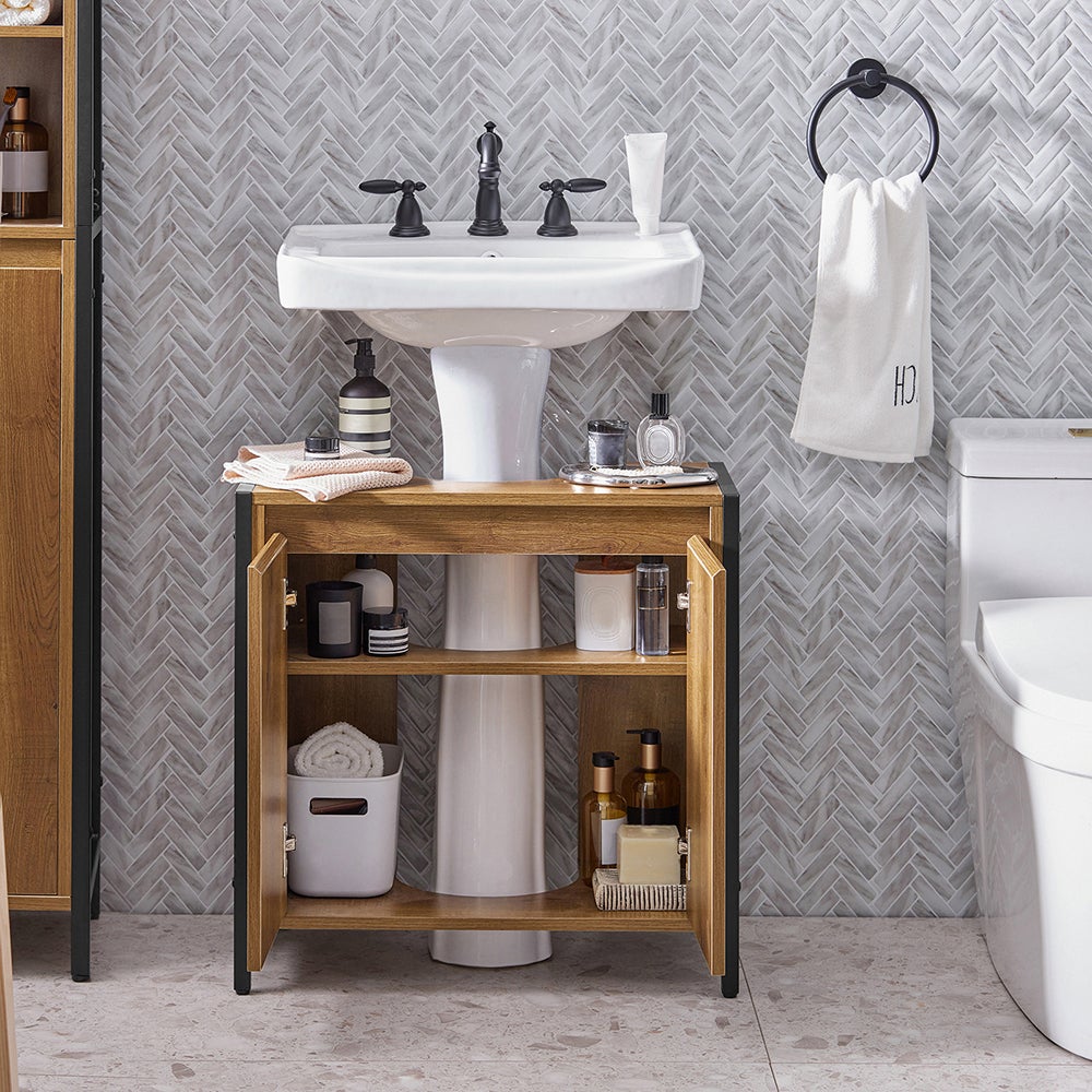 SoBuy Meuble sous vasque, Rangement Salle de Bain 2 Portes, BZR63-II-PF - 8
