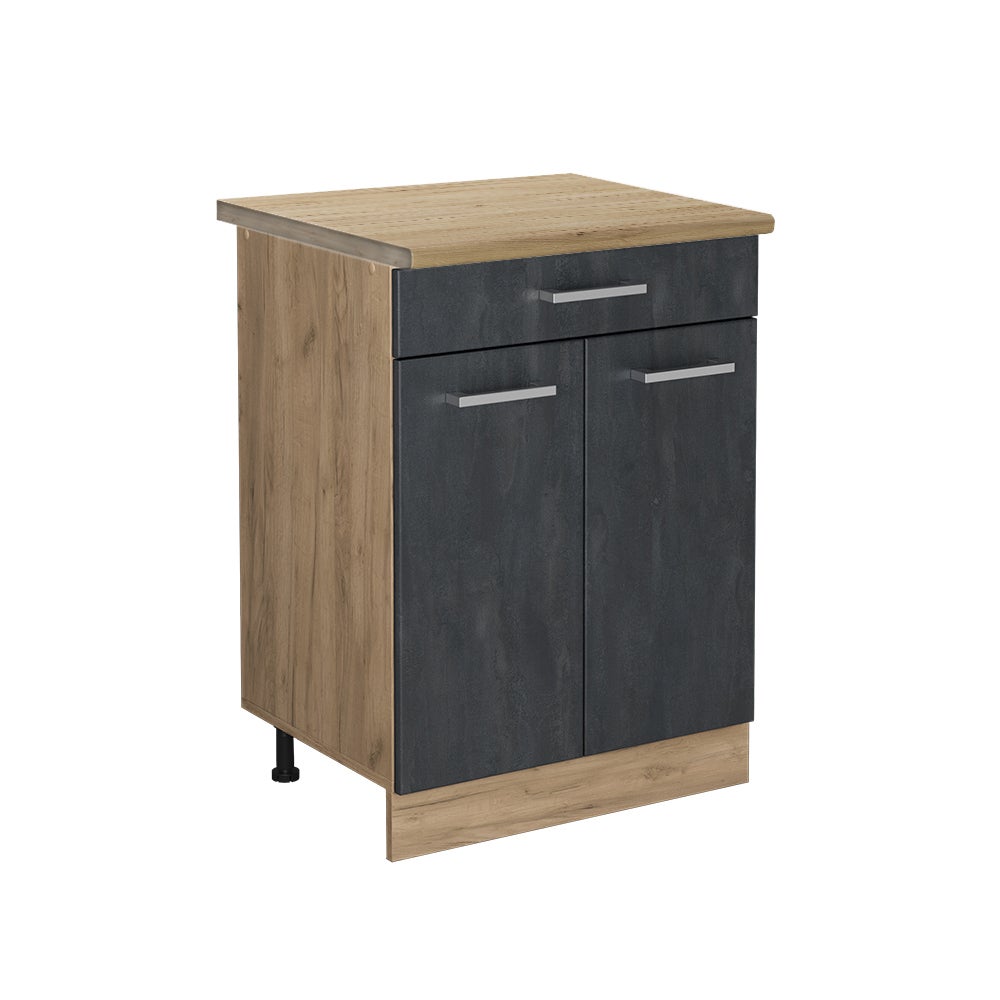 Vicco Szafka dolna do kuchni R-Line, Czarny beton, 60 cm BP Dąb
