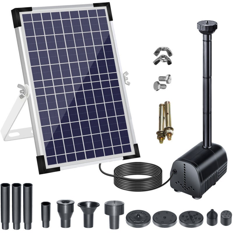 Pompă solară pentru fântână de 18V/10W 1000L/h, pompă solară de apă, cu panou solar mare și duze, circulație a apei cu oxigen