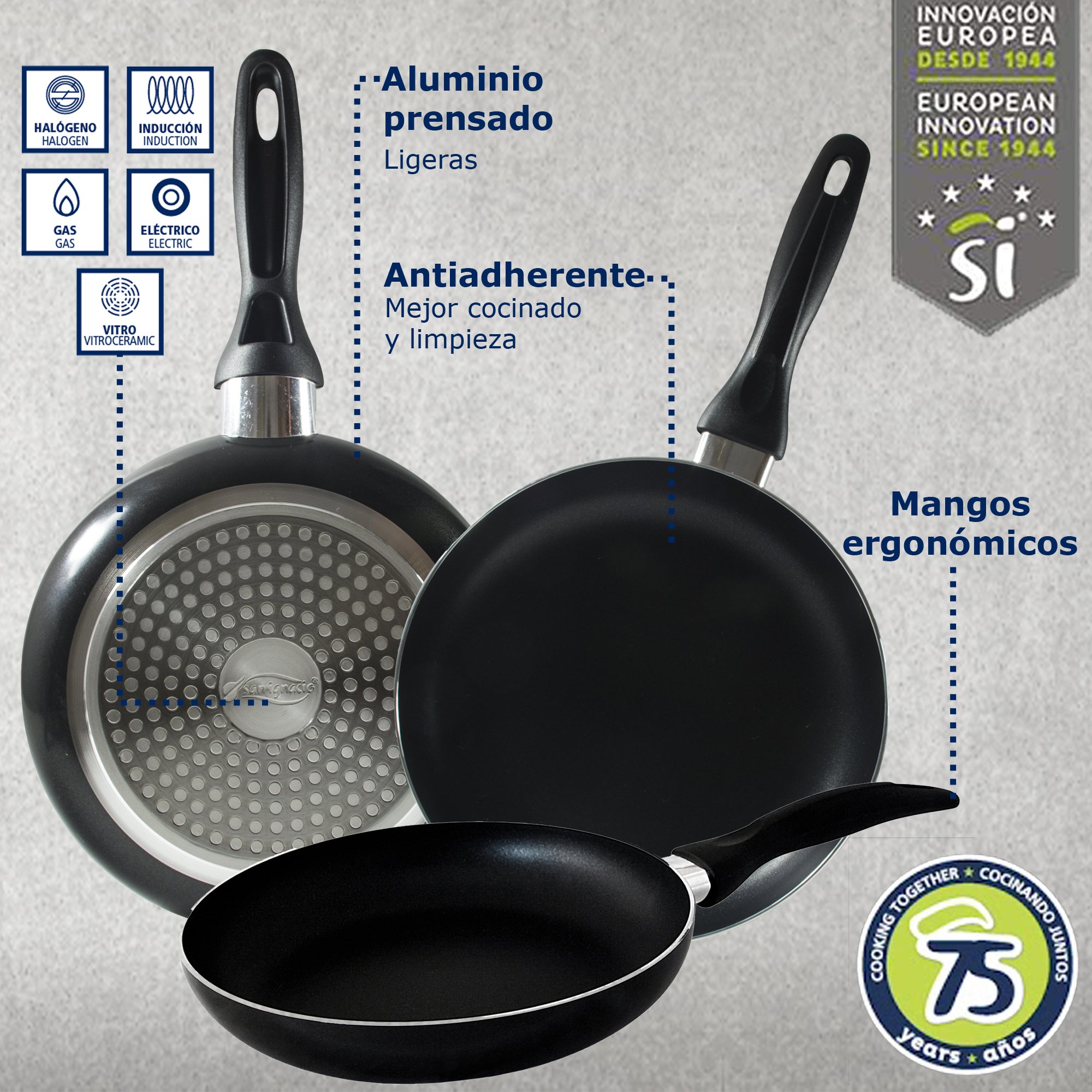 Set San Ignacio: Juego de tres sartenes + Batería de cocina 5 piezas - 5