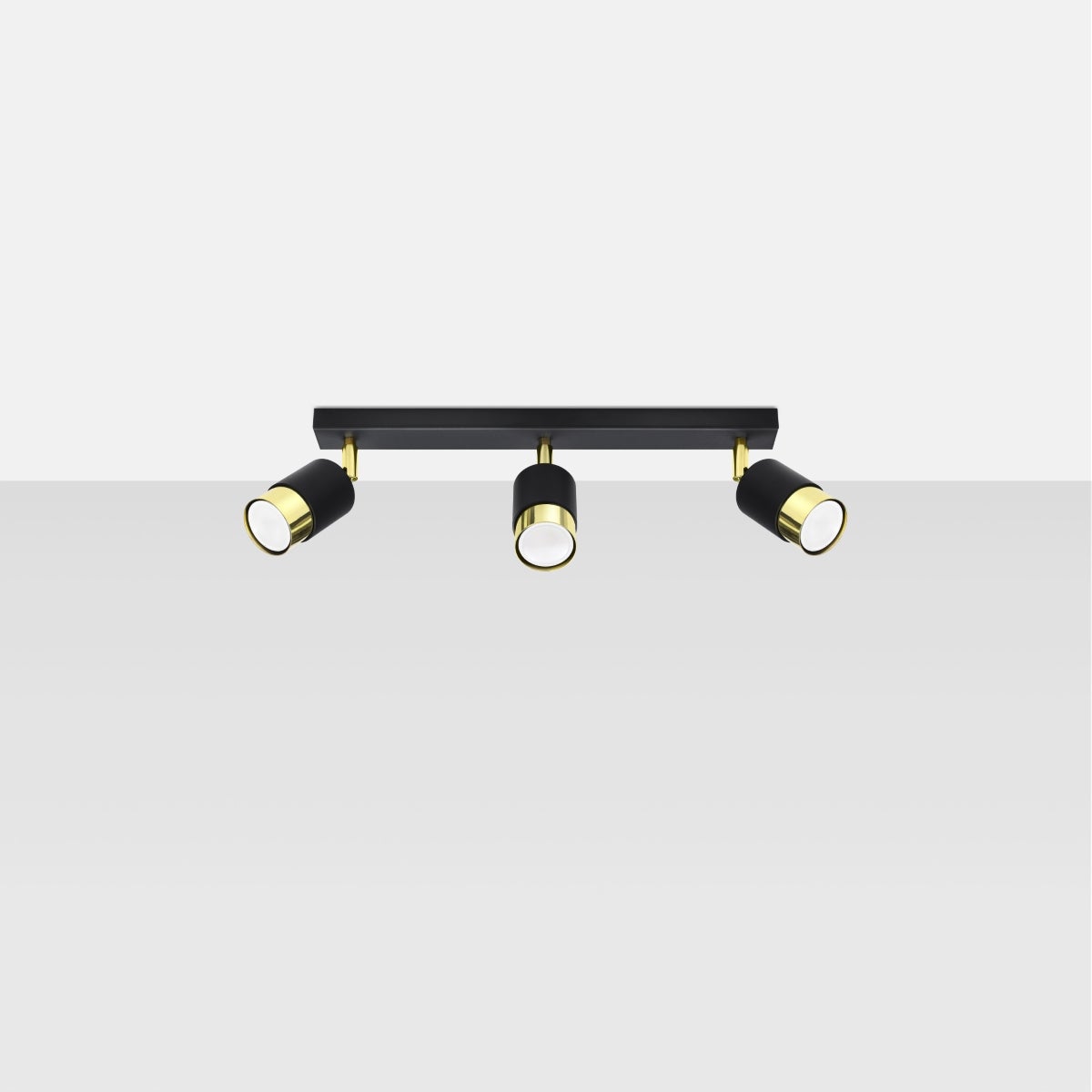 Plafon ALVOR 3 czarny/złoty LED 4000K - 45x5x18cm Sollux