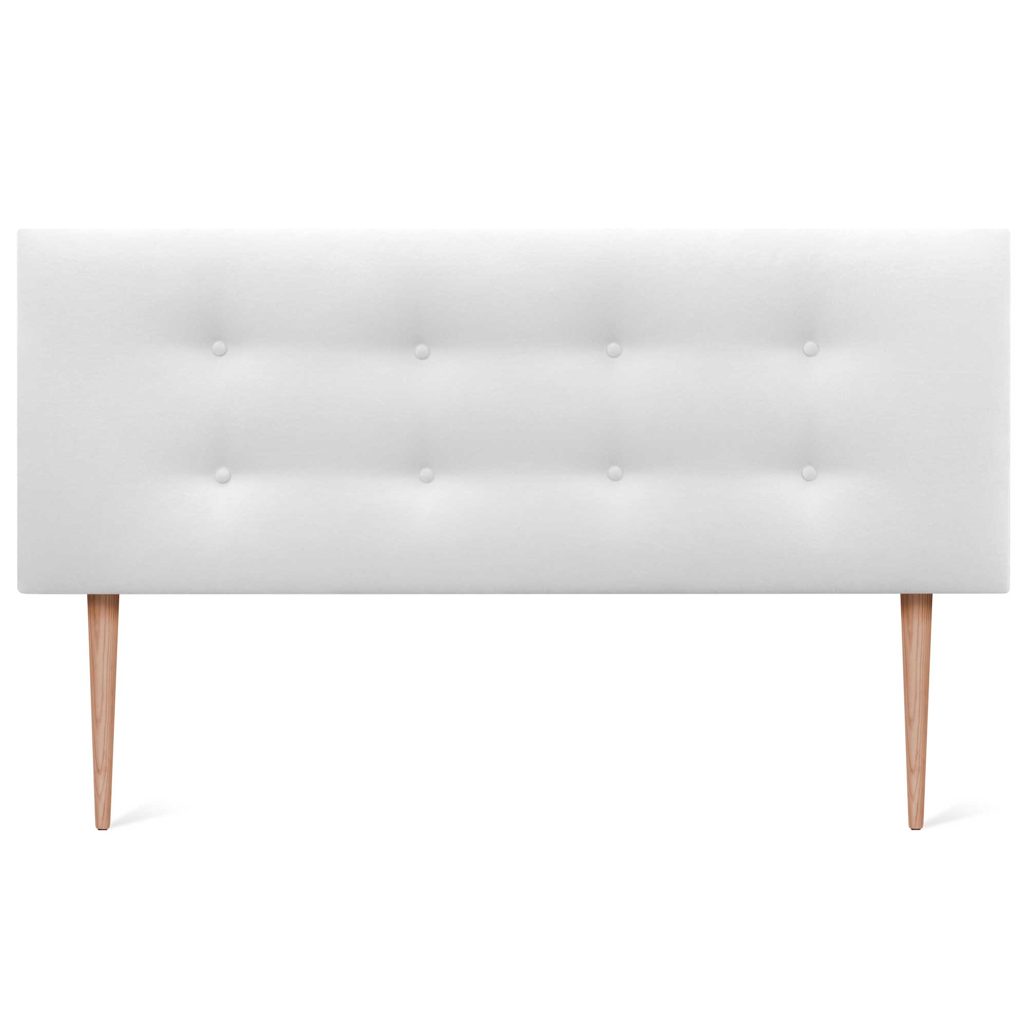 Dhome cabecero de tela aqualine pro con 2 hileras de botones y patas cabezal tapizado cama lujo (blanco, 160cm)