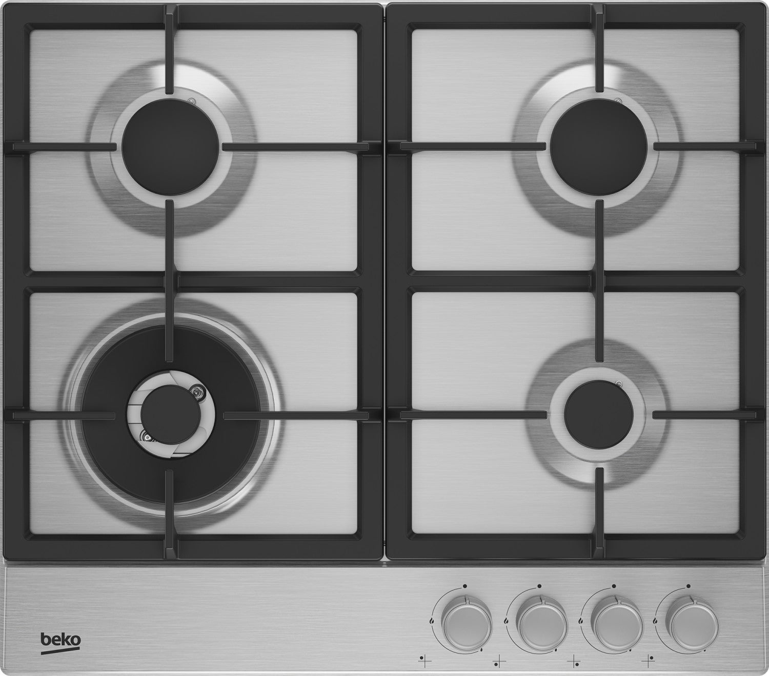 Plita Incorporabila Beko HIAW64225SX | 60cm, 4 Arzatoare, Wok, Inox, 58x51x4.6cm