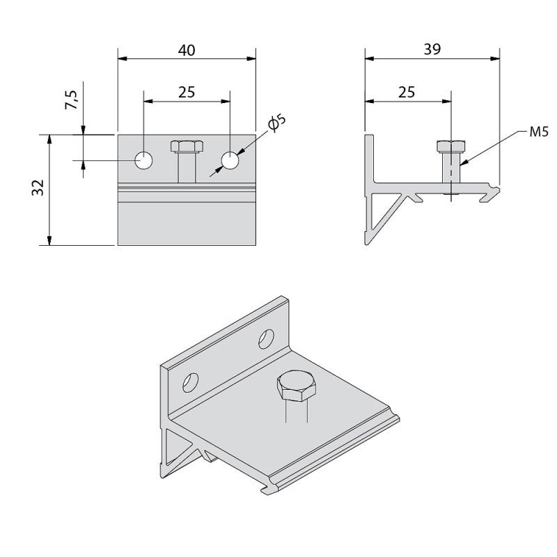 Equerre de fixation murale du rail pour SLID'UP 1000 - 3