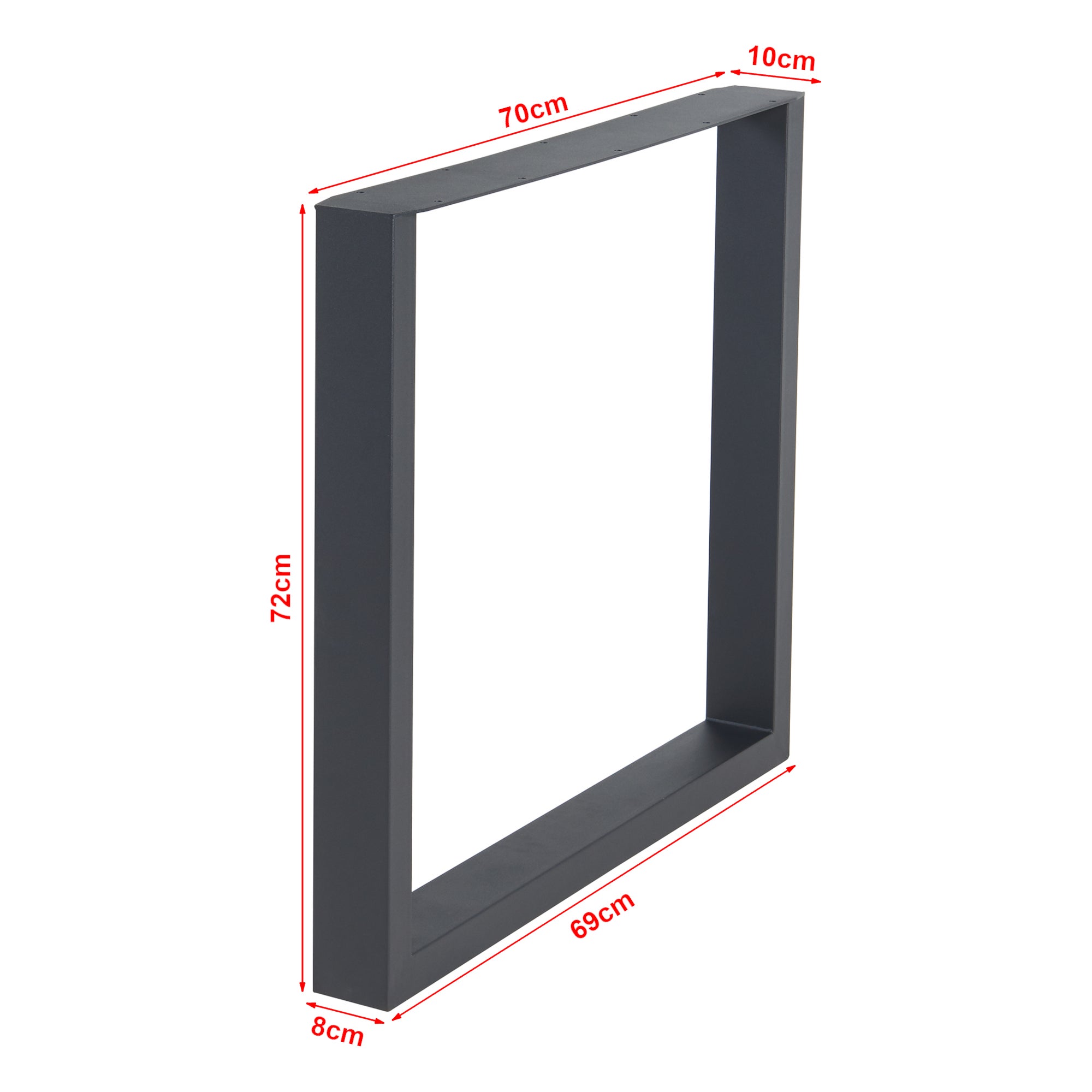 Set Di 2 Gambe A Forma Di A Per Tavoli Fai Da Te – Profili Ovali In Acciaio 72x70x10 Cm, Nero, Carico 160 Kg