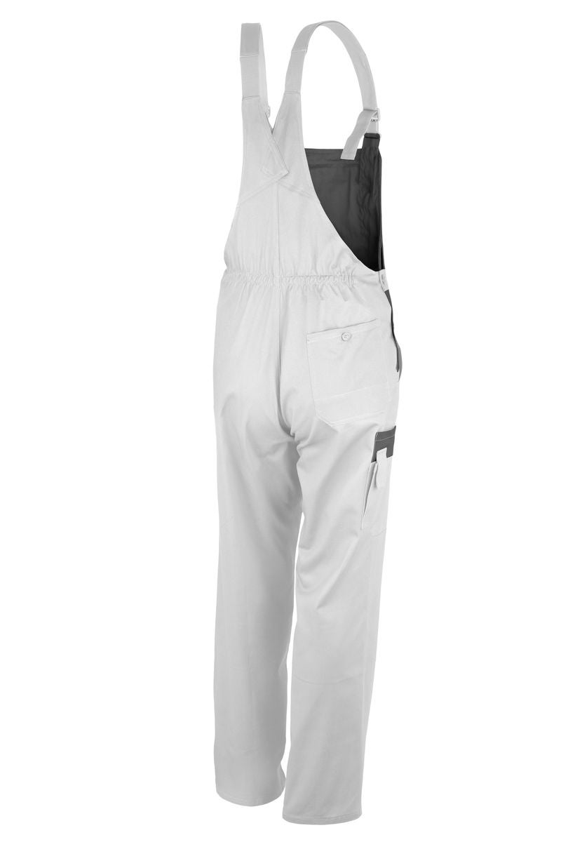 Qualitex - basic 2 couleurs en pur coton - blanc/gris - size 64 - Unisex - Salopette á 7 poche -résistante à l'usure - facile d'entretien - 2