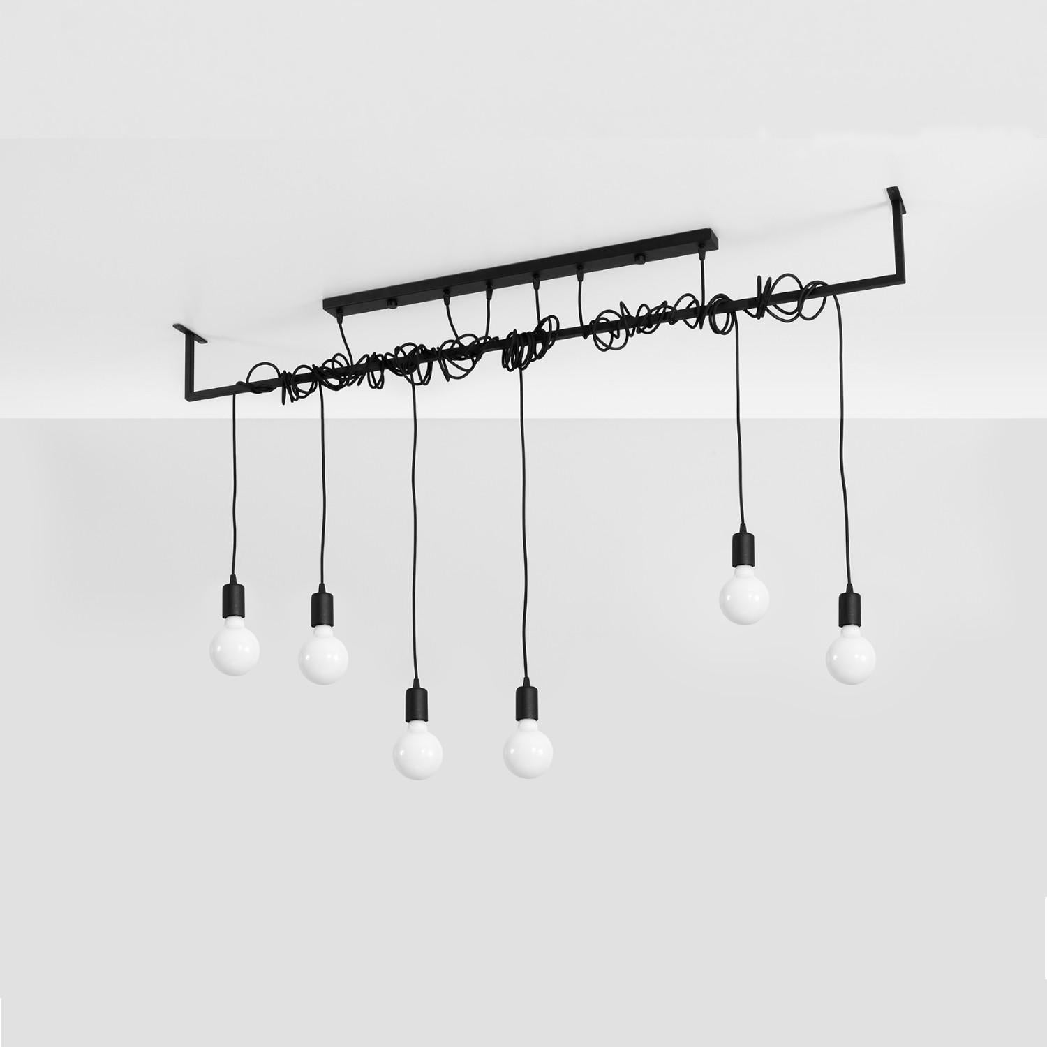 Lampa wisząca Salamanca czarna 6xE27x60W wym: 100 x 100 x 10 cm metal Sollux Lighting