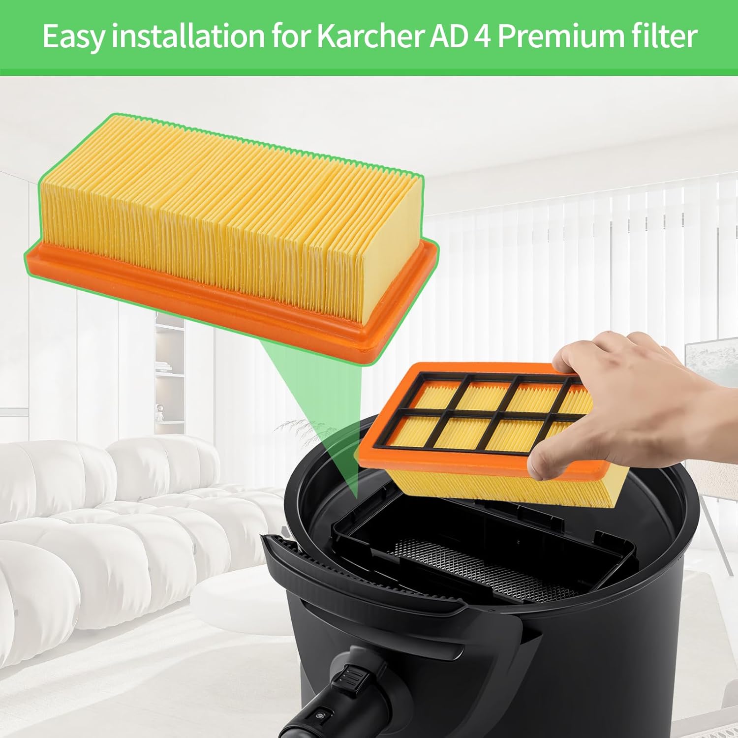 2 Filtres de Rechange pour Aspirateur Kärcher AD3/AD4 Premium – Haute Efficacité - 7
