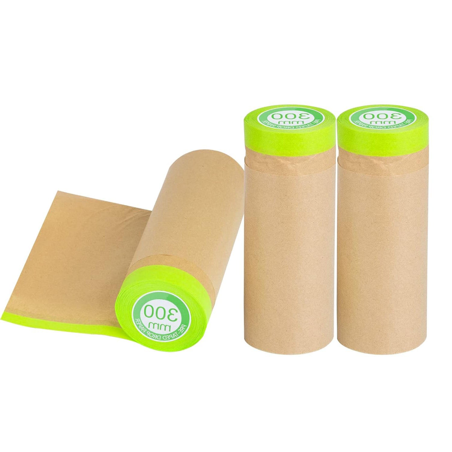 Wonninek Papier Masquage Pré-collé – Kit 4 Largeurs + 2 Rubans – Protection Peinture Imperméable – Idéal Voiture, Maison, Meubles