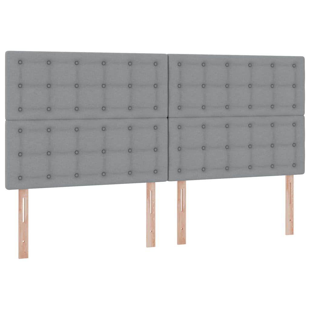 Lit avec rangement et matelas gris clair 200 x 200 cm tissu - 9