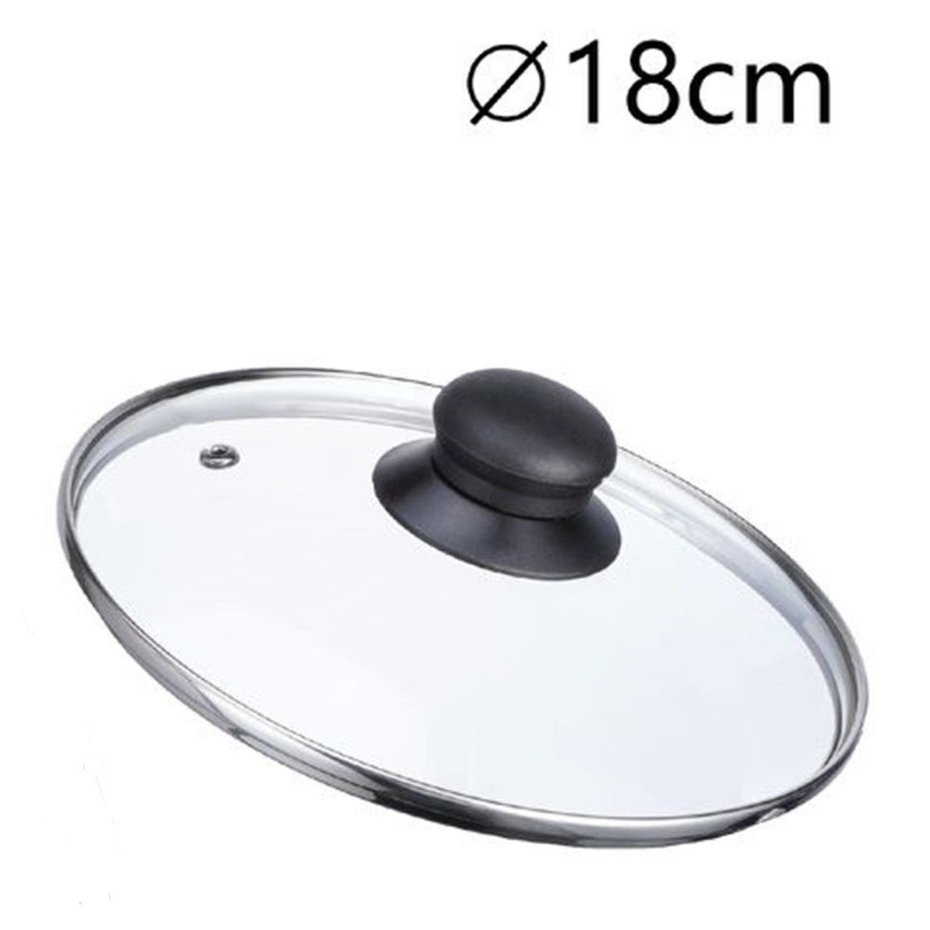 Coperchio universale per pentole, padelle e padelle in vetro temperato con bordo in silicone resistente al calore e manico resistente al calore, adatto per pentole da 16,5 cm, 17,8 cm e 20,3