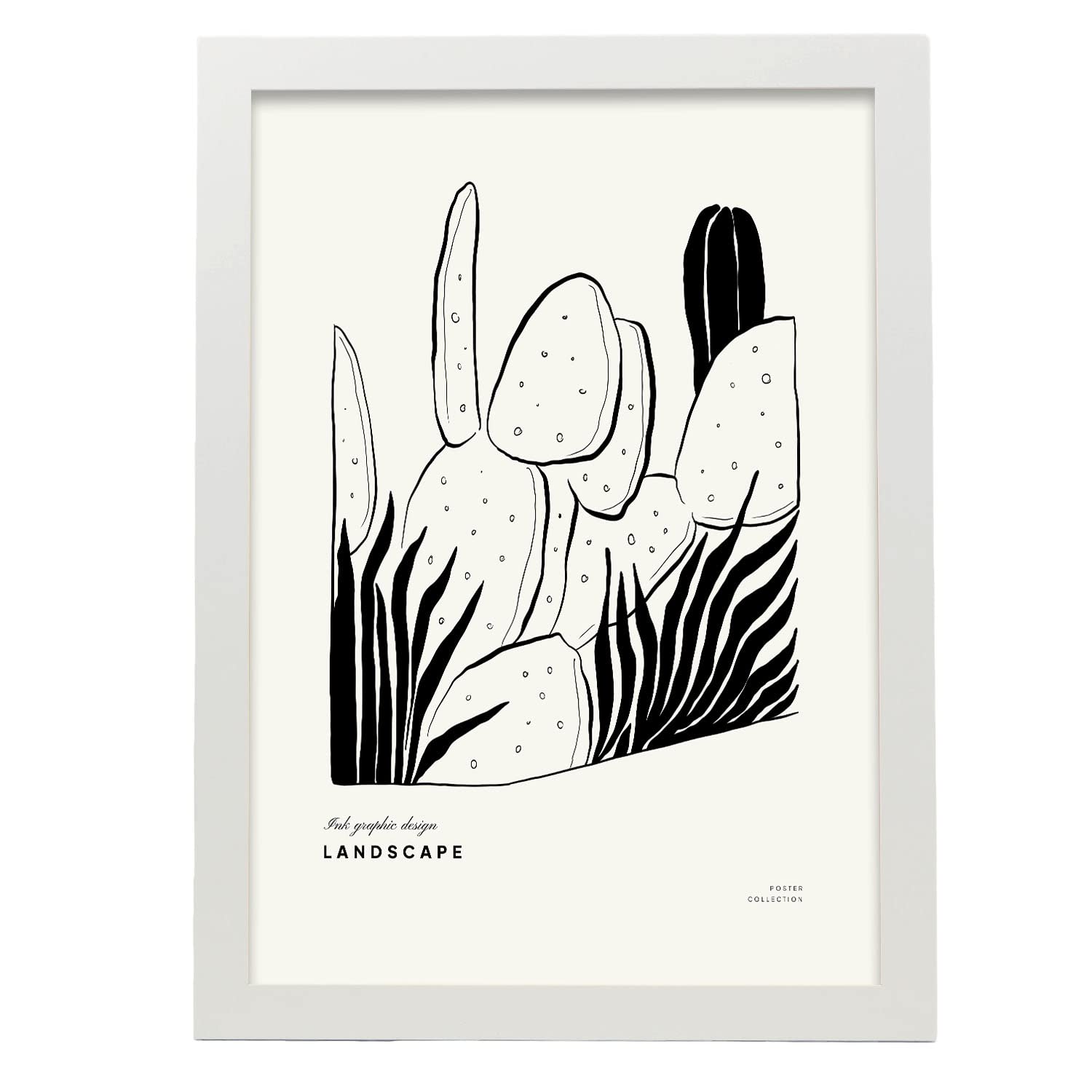 Nacnic póster pop art abstracto. cactus ilustraciones artísticas modernas para la decoración de interiores. con marco blanco - a3