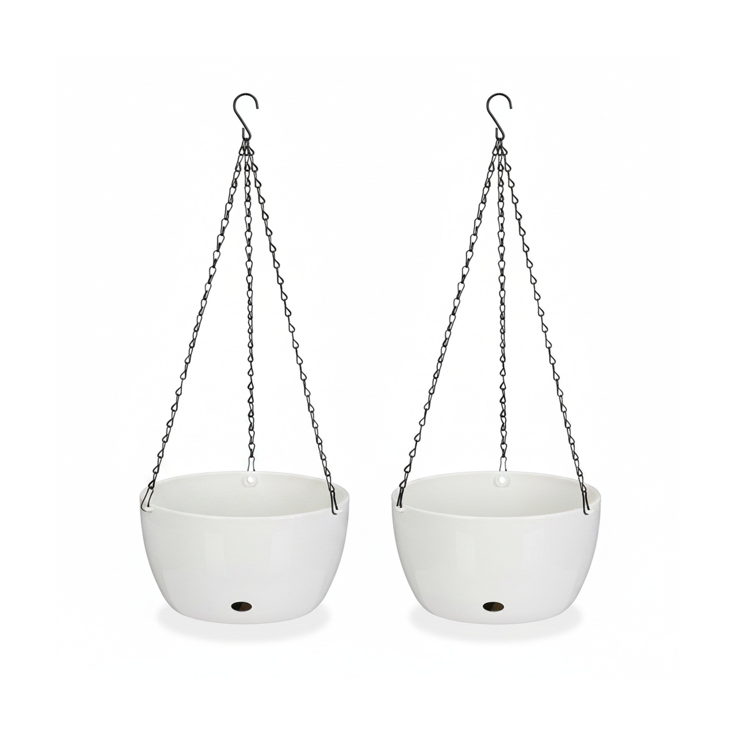 pot de fleurs avec réservoir d'eau, lot de 2, HxD : 67x28,5 cm, pots de plantes, trou de drainage, blanc, Relaxdays - 9