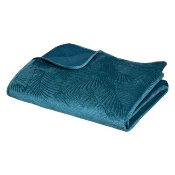 Colcha «feuille» - terciopelo - azul cerceta 240 x 260 cm - atmosphera créateur d'intérieur