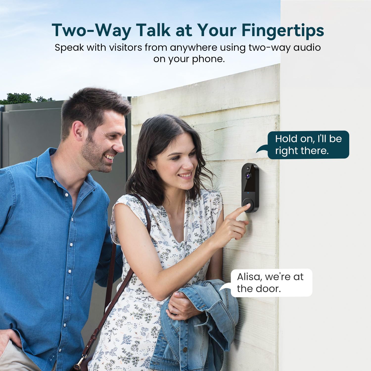 Sonnette vidéo intelligente, caméra Wi-Fi sans fil avec vision nocturne, détection de mouvement, stockage cloud, audio bidirectionnel, sonnette (noir) - 7