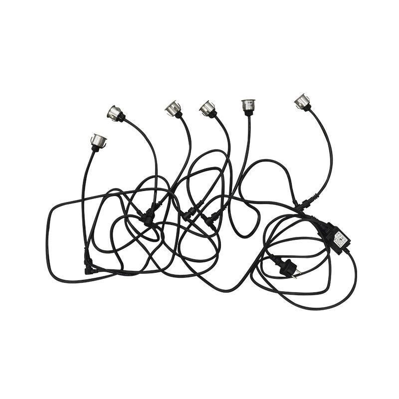 Kit Spot LED Terrasse - 6x0,6W - 12V - 4000K - Rond - IP67 - Aluminium - 2