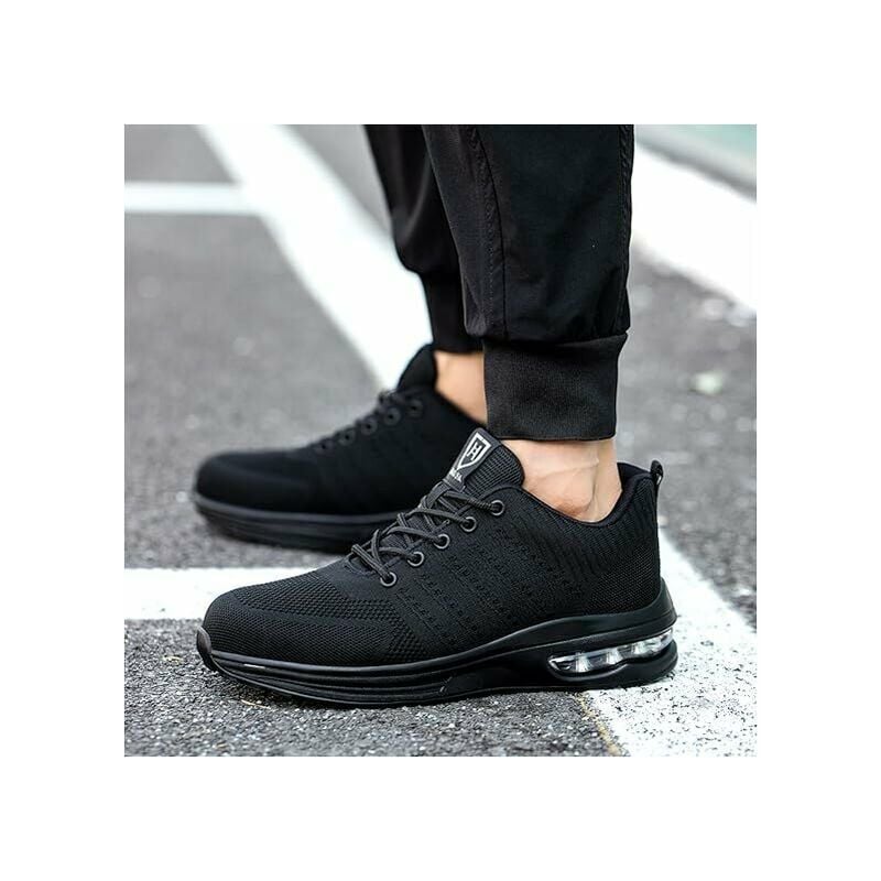 Chaussures de Securité Hommes Femmes Legere Basket de Securite Respirante Confortable Chaussure de Travail avec Embout en Acier Noir Taille 45 - 5