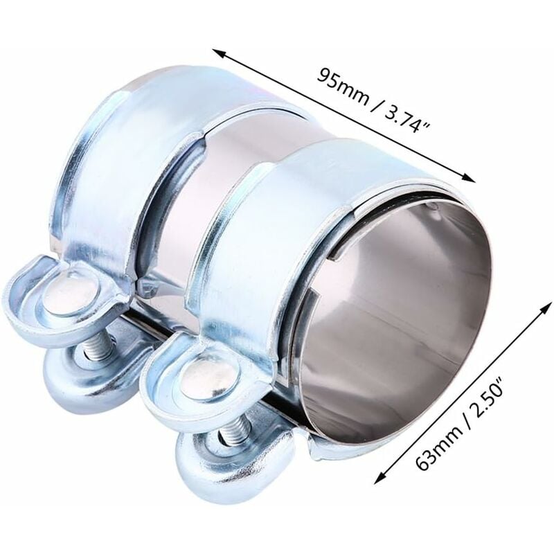 Collier De Serrage Pour Embout D'échappement Incliné - Acier Inoxydable Noir, Entrée 2,5", Sortie 4,1", Longueur 7,3"
