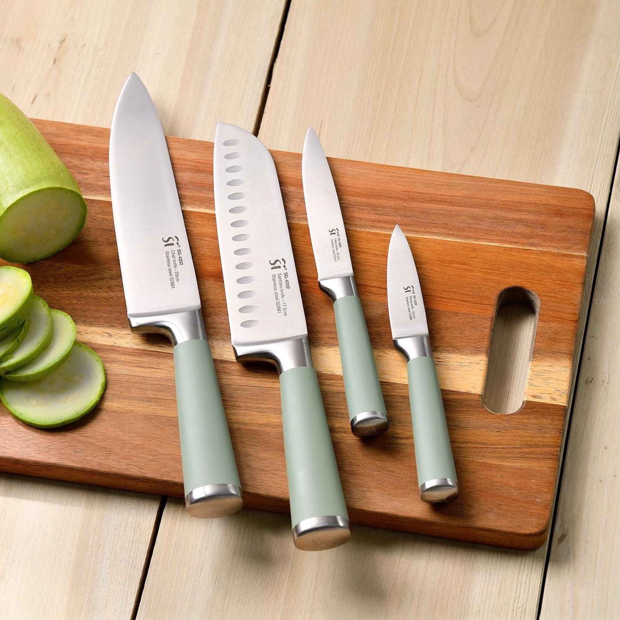 Coffret de 4 couteaux verts en inox - 7