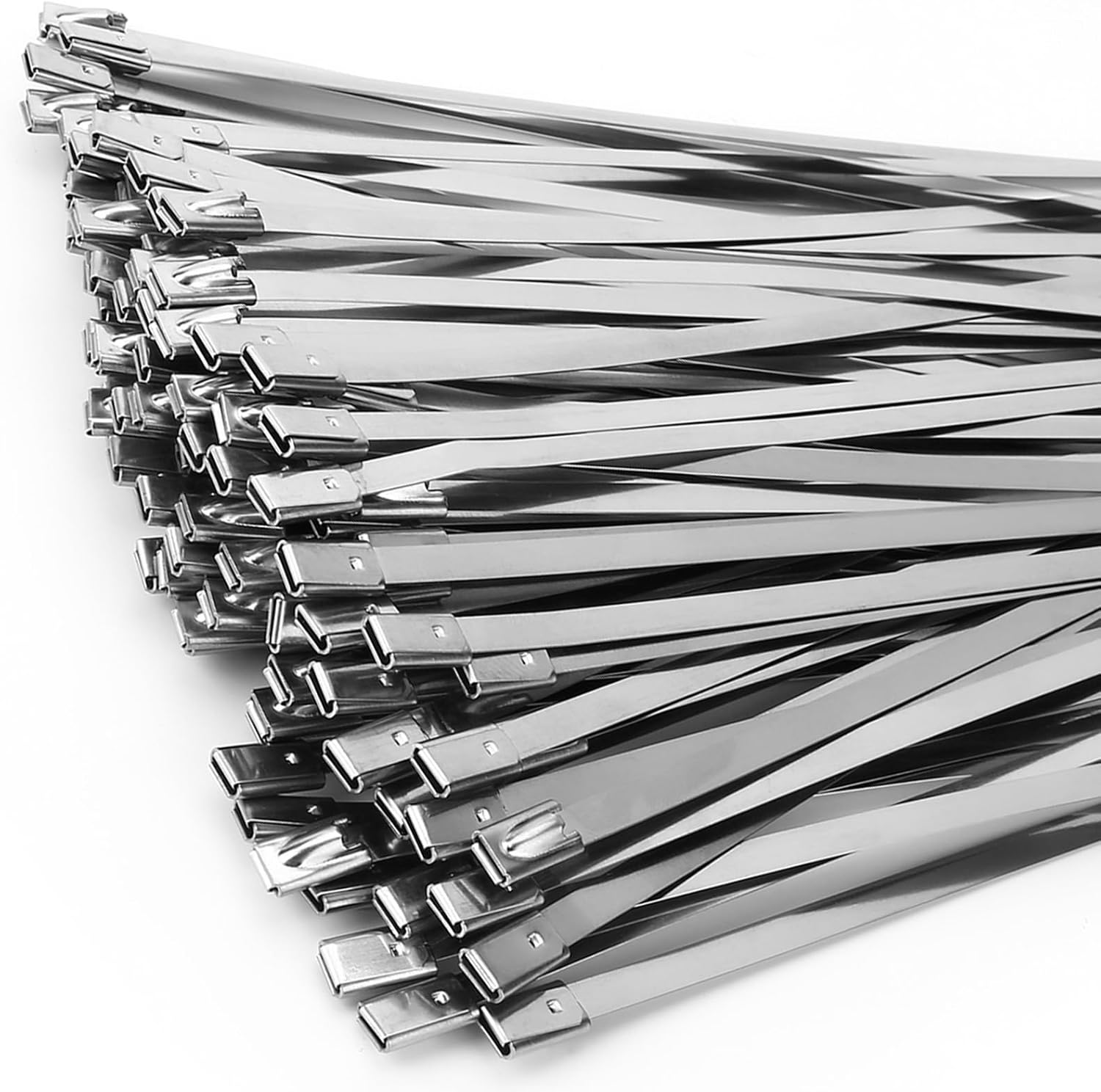 Metalowe opaski zaciskowe, opaski ze stali nierdzewnej 304, 100 sztuk/300 mm, wytrzymałe i odporne na ciepło