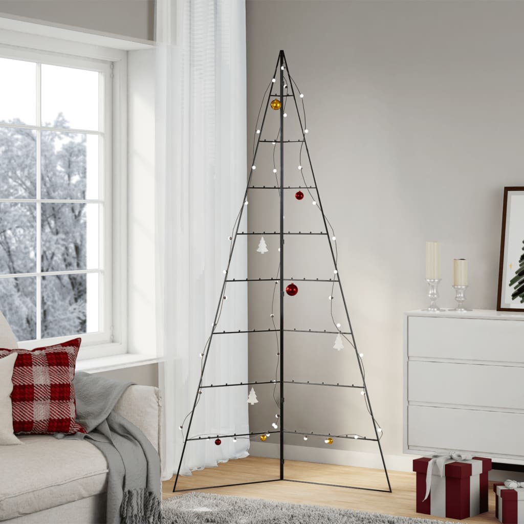 Metalowa choinka świąteczna, do dekoracji, czarna, 210 cm vidaXL