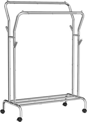 Portant Vetement Solide à Roulettes, Penderie Extensible pour Charge Lourde, Capacité de Charge 140kg, Portant Vêtements Convient pour Manteaux, Vestes d 'hiver, Robes, Chemises, Tee-shirts et Pulls