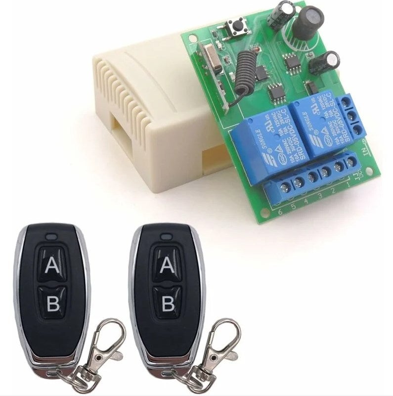 QIACHIP 433Mhz DC 5V 6V 12V 24V 60V 1CH Wireless telecomando interruttore RF modulo ricevitore relè con 4 trasmettitori, per luci ON/OFF, porta del cancello aperto