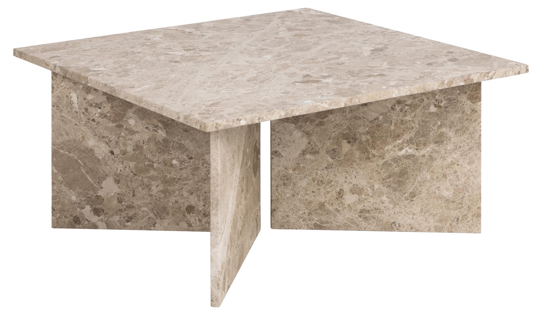 Stolik kawowy marmurowy Vega kwadratowy ACTONA beżowy 90x90 cm nowoczesny do salonu 1 szt.